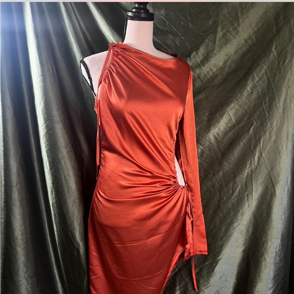 PrettyLittleThing Orange Dress with Black Strap Detail